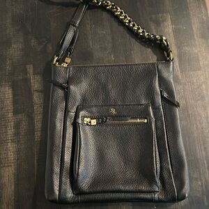 Elliott Lucca Black Shoulder Bag with Gold Accents